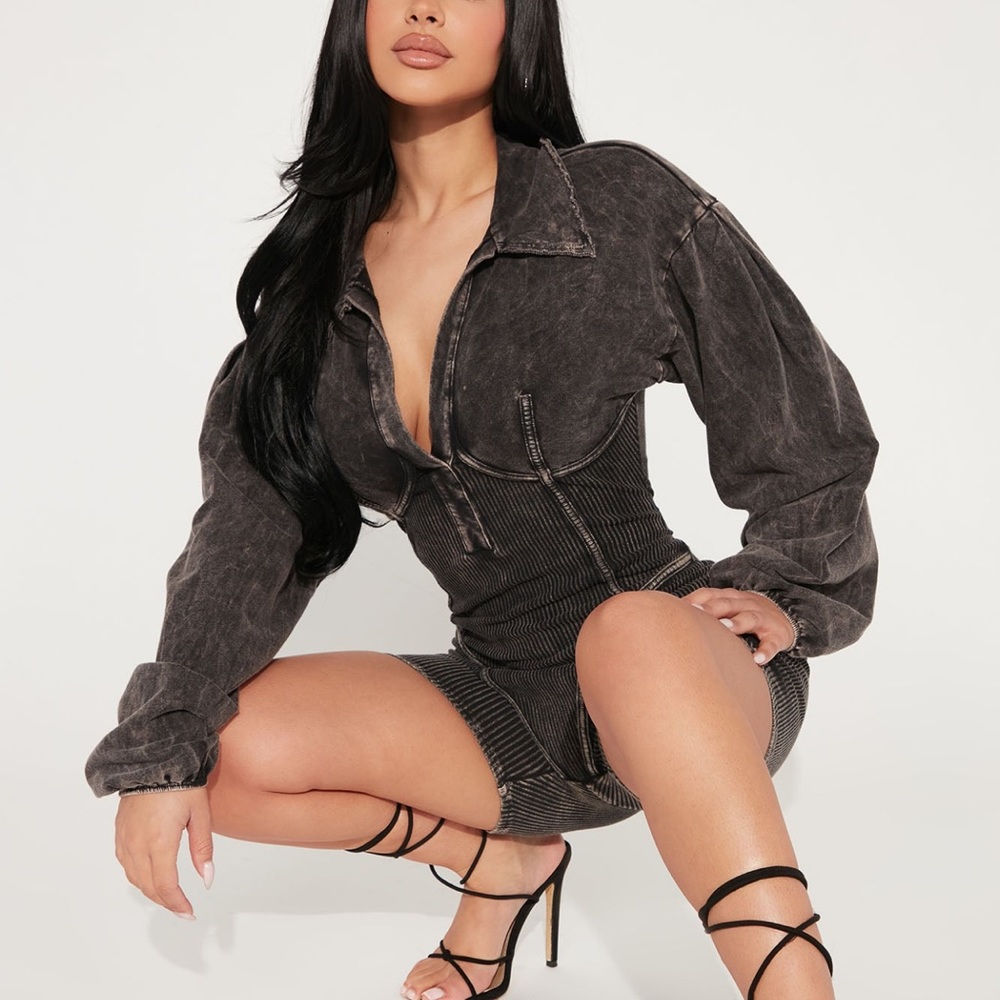 Black Ribbed Romper